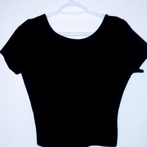 Black Crop Fitted T-Shirt